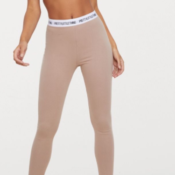 PRETTYLITTLETHING TAUPE LEGGINGS - Picture 1 of 3